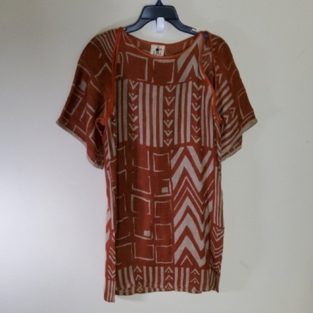 Vintage PIU by Mariella Geometric Patterned Brown and Tan Dress Size 10